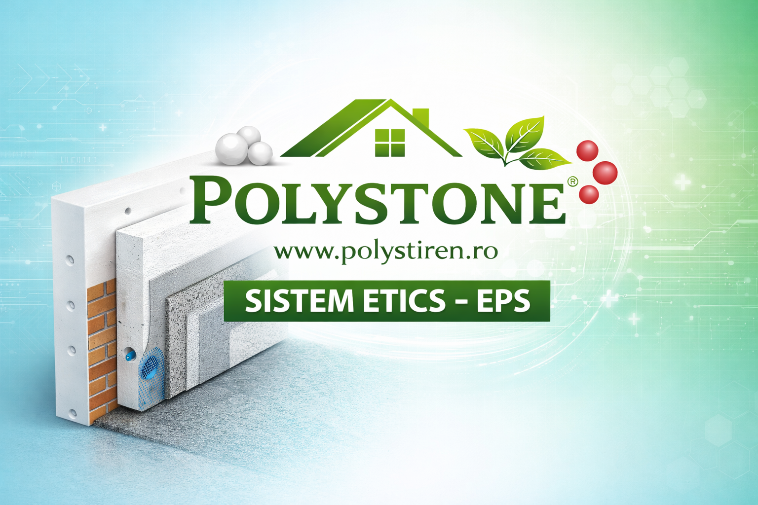 Sistem termoizolant POLYSTONE ETICS — componente și straturi de aplicare pe fațadă